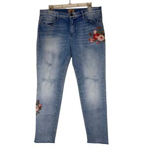 Driftwood Beau Jeans Medium/Light Wash‎ Embroidered Mid Rise Size 30/10 Boho